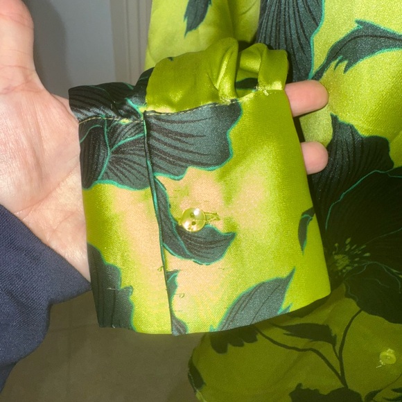 Bailey 44 Green Black Long Sleeve Button Down satin Shirt - Picture 4 of 11